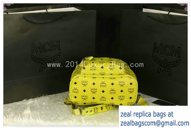 High Quality Replica MCM Stark Backpack Large in Calf Leather 8004 Lemon